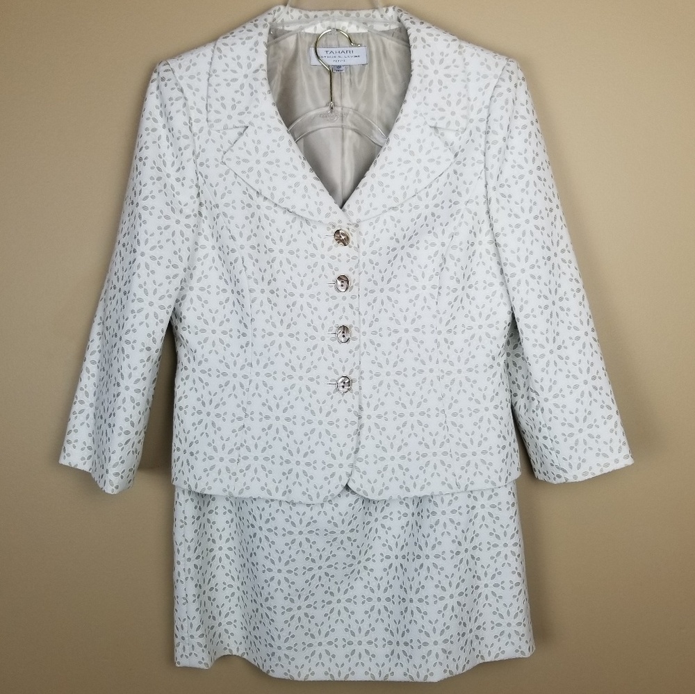 Tahari Lace Patterned Jacket Skirt Set, 10P